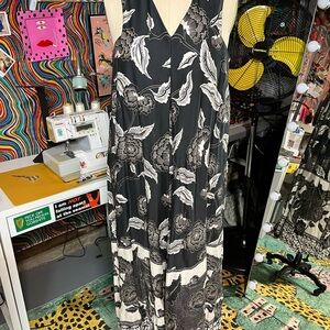 Black and Cream Batik print Maxi Dress